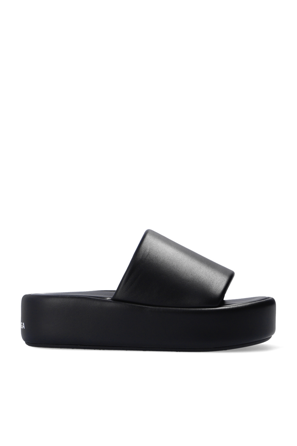 シューズ・サンダルその他 BALENCIAGA | Rise Leather Platform Slides Rise BB leather platform slides in black - Balenciaga